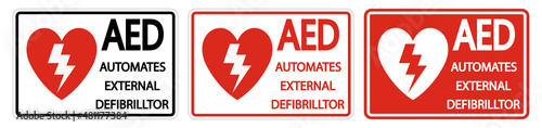 Symbol AED Sign label on white background