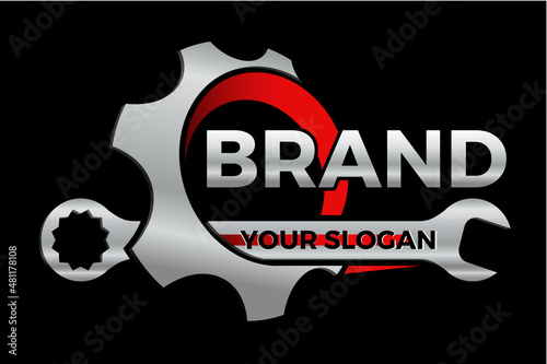 Werkstatt - Zahnrad mit Gabelschlüssel - Logo, Firmenzeichen