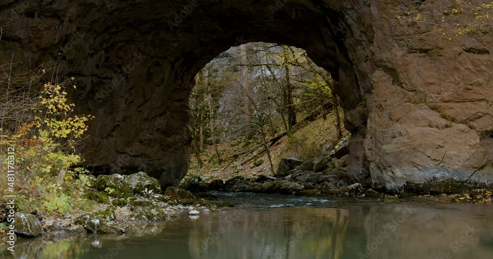 Watter flowing under Big Natural Bridge in Rak Škocjan (Rak Skocjan ...