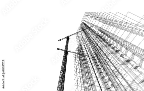 Concept design of modern building 3d digital architecture vector 3d illustration