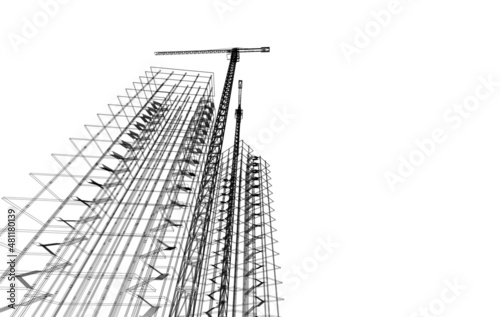 Building under construction. Architecture concept illustration