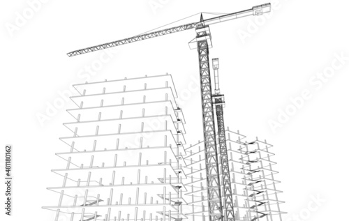 Building under construction. Architecture concept illustration