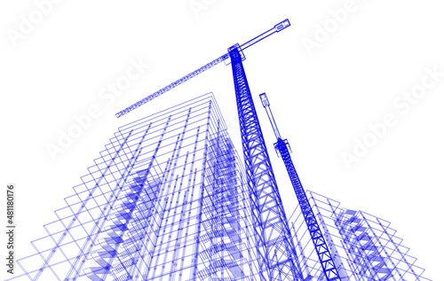 Wallpaper Mural Building under construction. Architecture concept illustration Torontodigital.ca
