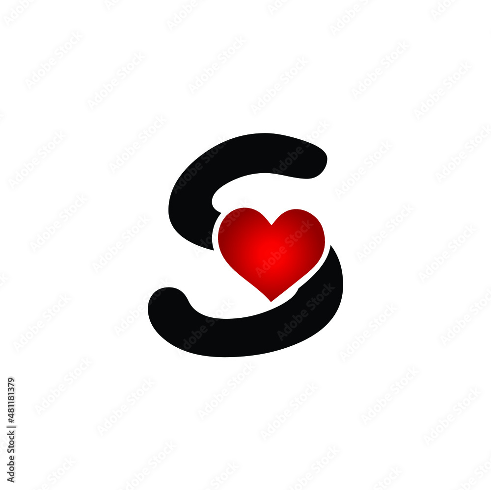S letter logo with heart icon, Happy Valentines initial S logo, Letter S Heart Logo S letter logo with heart icon, Happy Valentines initial S logo, Letter S Heart Logo