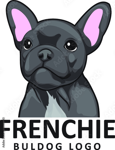 
French bulldog cute logo, Black and white puppy of breed French bulldog 