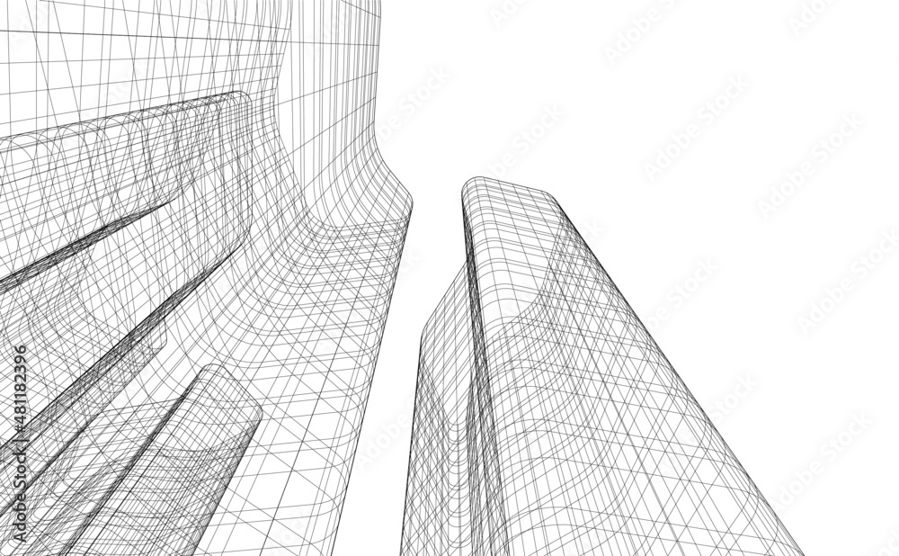 Modern architecture digital vector 3d illustration Modern architecture digital vector 3d illustration