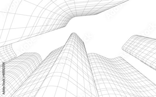 Modern architecture digital vector 3d illustration