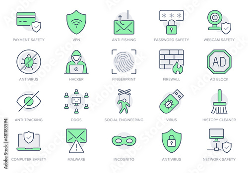 Fotobehang Cybersecurity line icons