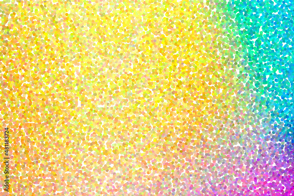 Rainbow gradient dotted background with accent on sunny yellow