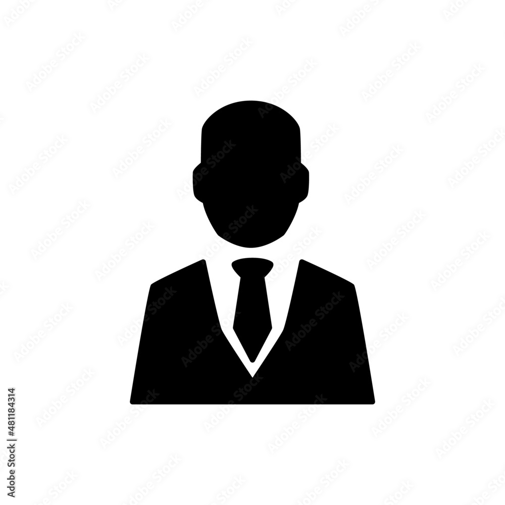 Businessman Icon in black flat glyph, filled style isolated on white background Businessman Icon in black flat glyph, filled style isolated on white background