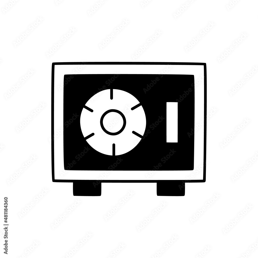 Bank safe Icon in black flat glyph, filled style isolated on white background Bank safe Icon in black flat glyph, filled style isolated on white background