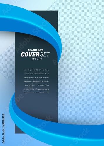Cover Blue curves design template vector