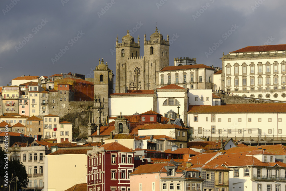 View over the Episcopal Palace and the cathedral  of Porto, Portugal