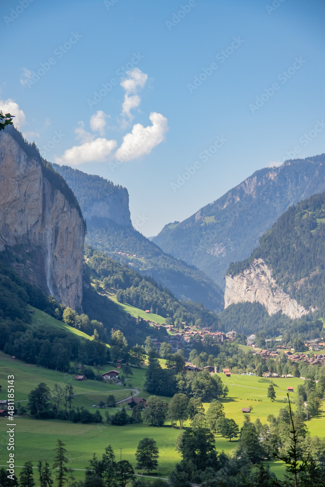 Green valley of Lauterbrunnen, Switserland