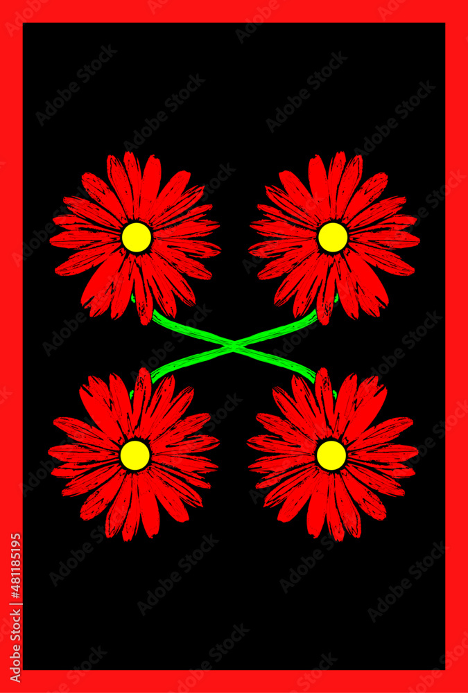 Obraz premium red flowers on black background
