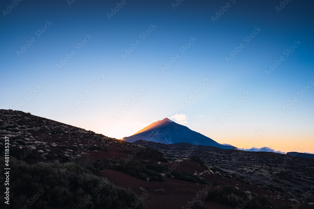 Mount Teide seen in the distance, formed by a volcano