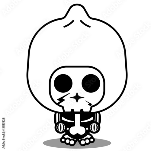 vector cartoon character mascot costume human skull cute dim sum food