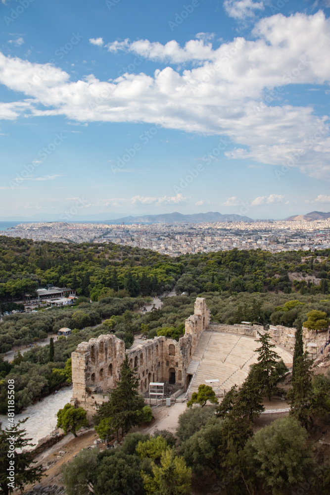 View of ancient roman theater in Athens, Greece