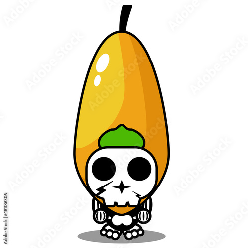 cartoon character mascot costume character cute papaya fruit skull