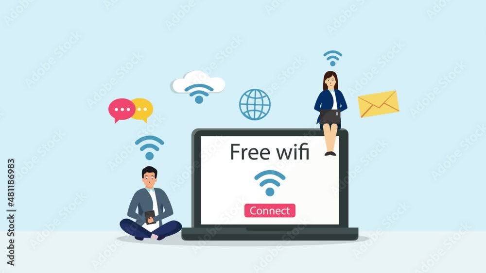 Two people using digital device with free wifi Two people using digital device with free wifi