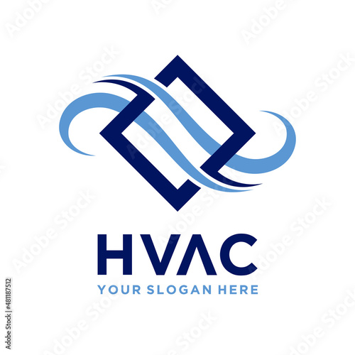 HVAC logo with window and wind concept