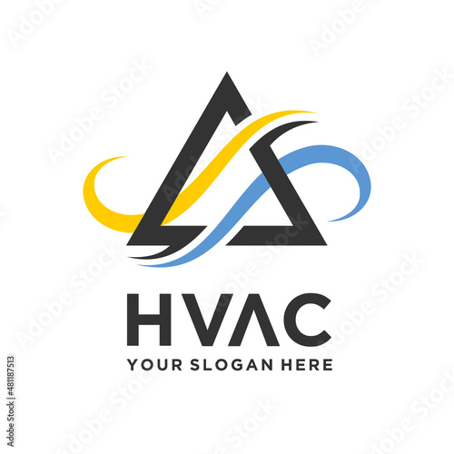 cooling and heating logo with triangle concept