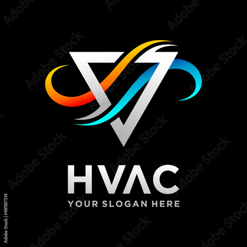 heating and cooling logo with triangle concept