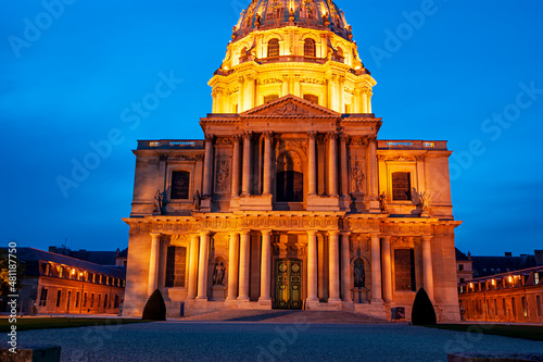 Les Invalides (The National Residence of the Invalids) at night. Paris, France