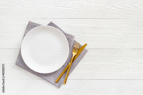 Billede på lærred Empty tableware with tablecloth top view