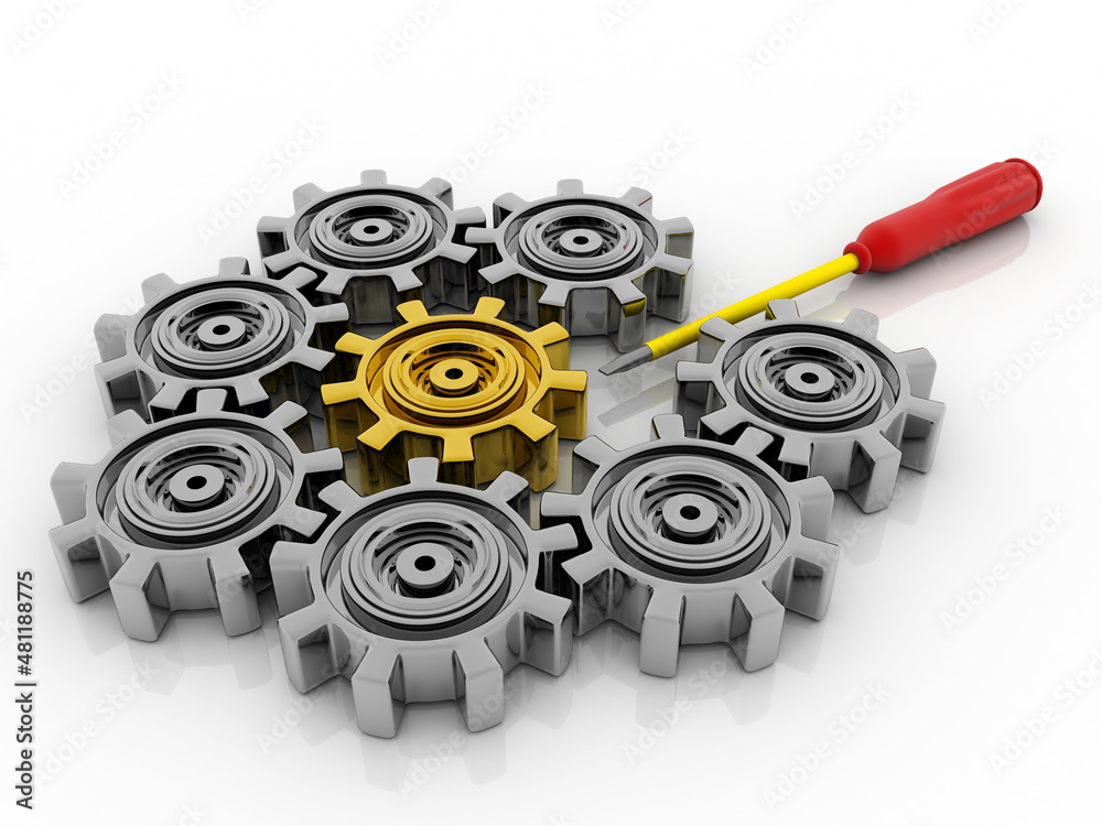 3d illustration gear Network with screw driver
3d illustration gear Network with screw driver