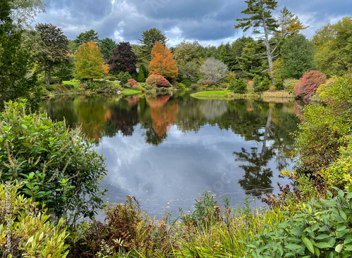 Fotografie Fall Color Reflections at Asticou Gardens, Acadia National Park, Maine