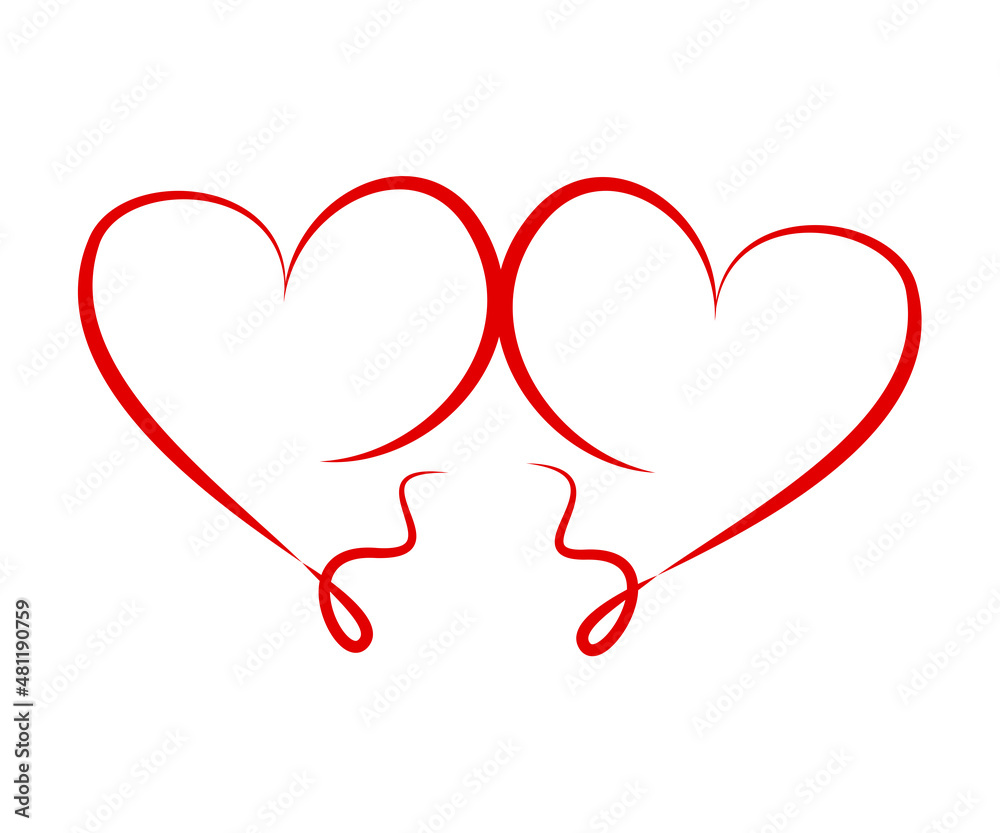 zwei rote herzen auf weissem hintergrun