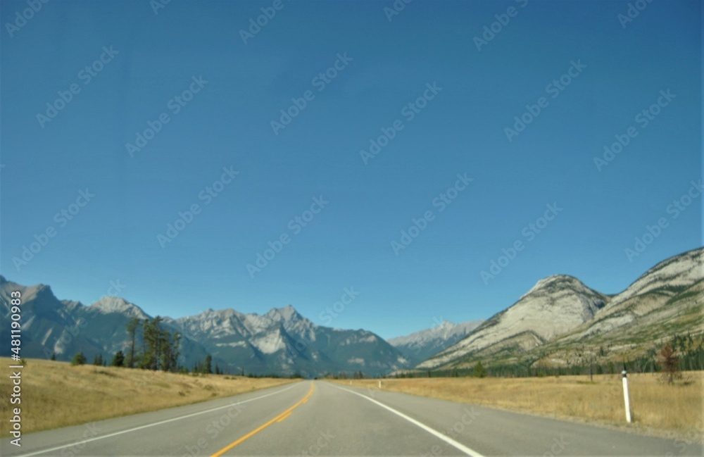 Highway road to Rocky Mountains