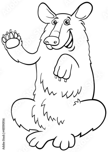 cartoon Baribal American black bear coloring book page