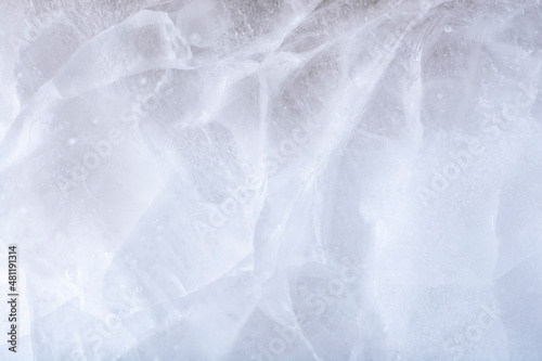 The texture of the ice surface close-up.
