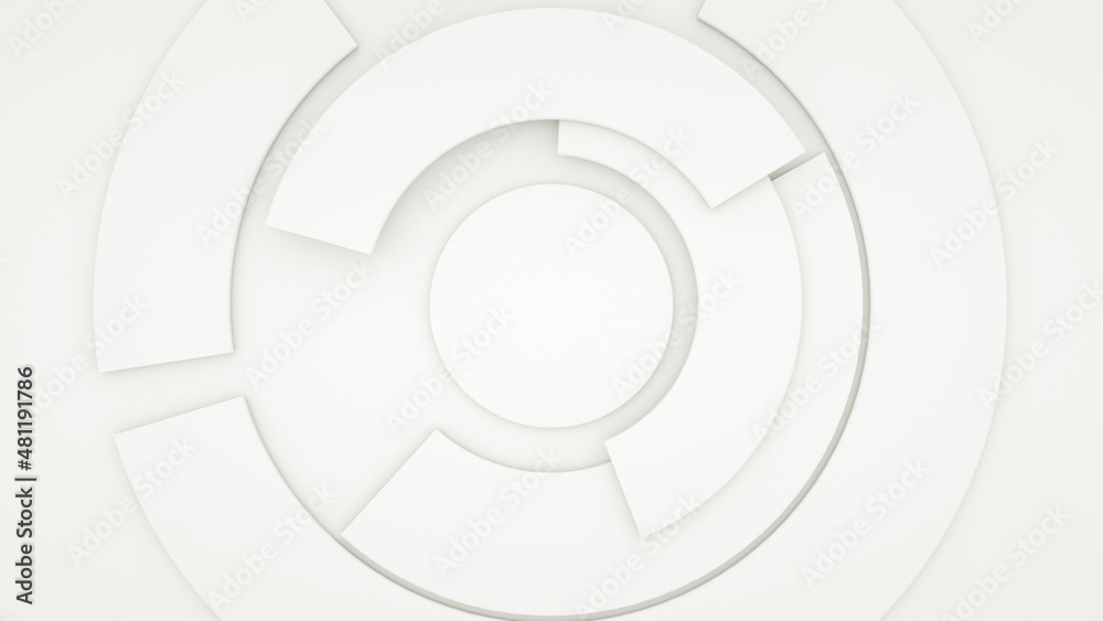 Obraz premium Generic high tech mechanical concept. Clean white circle parts. 3D rendering