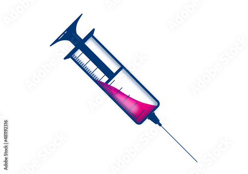 syringe with vaccine on white background