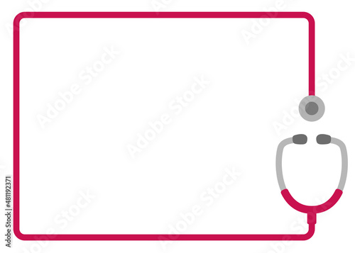 聴診器のフレーム（Stethoscope and rectangle shape frame, with copy space）