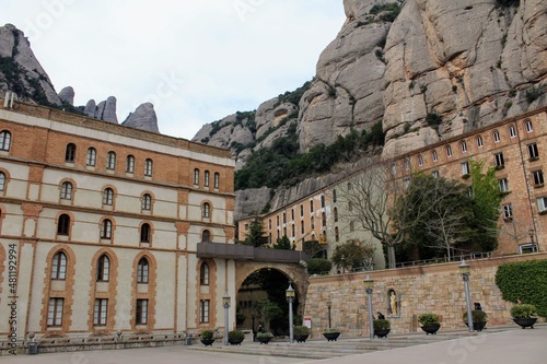Santa Maria de Montserrat abbey, located on the mountain of Montserrat, Catalunia, Spain.