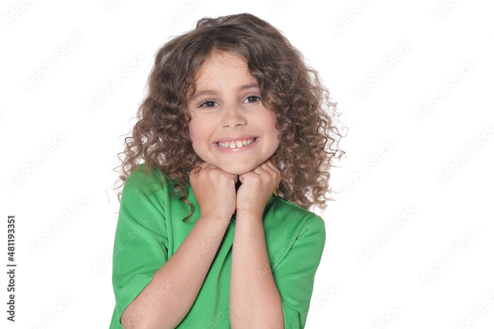portrait of cute little girl posing in green dress portrait of cute little girl posing in green dress