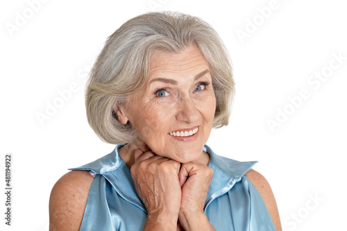 Portrait of beautiful senior woman isolated on white background