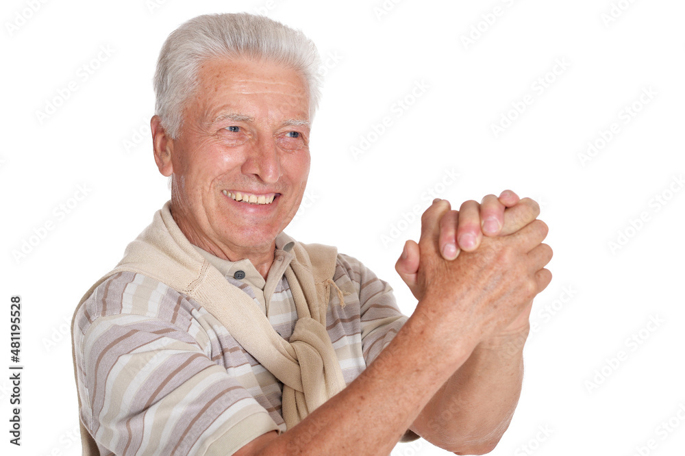 Portrait of senior man posing on white background Portrait of senior man posing on white background