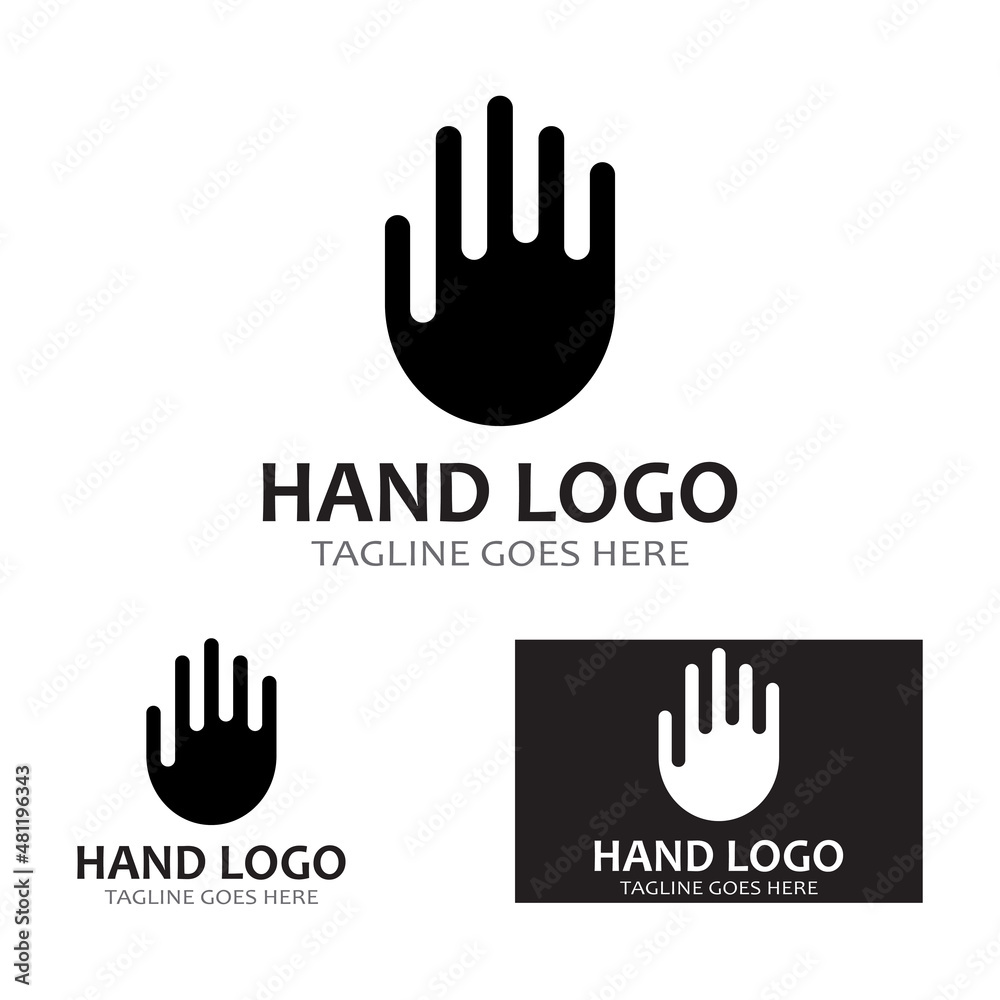 Obraz premium Hand logo icon vector design template illustration