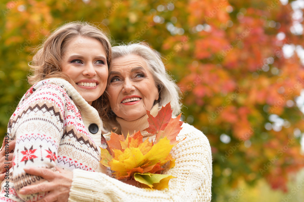 Portrait of senior woman with daughter resting Portrait of senior woman with daughter resting