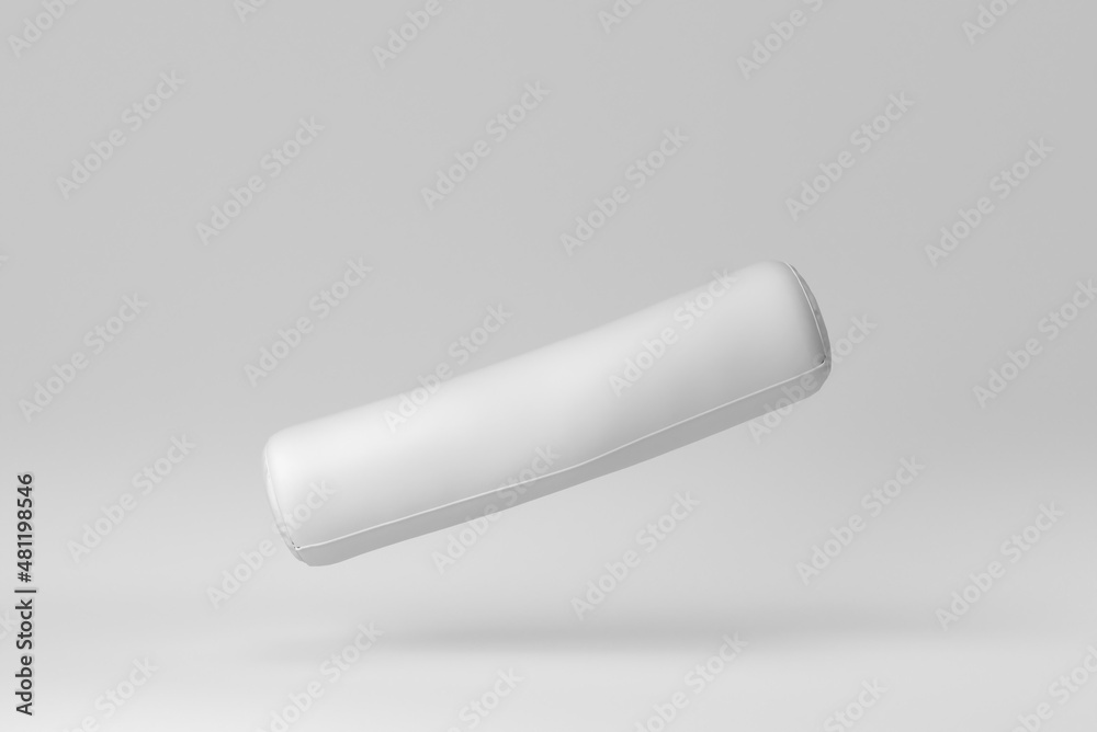White Bolster or long pillows on white background. minimal concept. 3D render. White Bolster or long pillows on white background. minimal concept. 3D render.