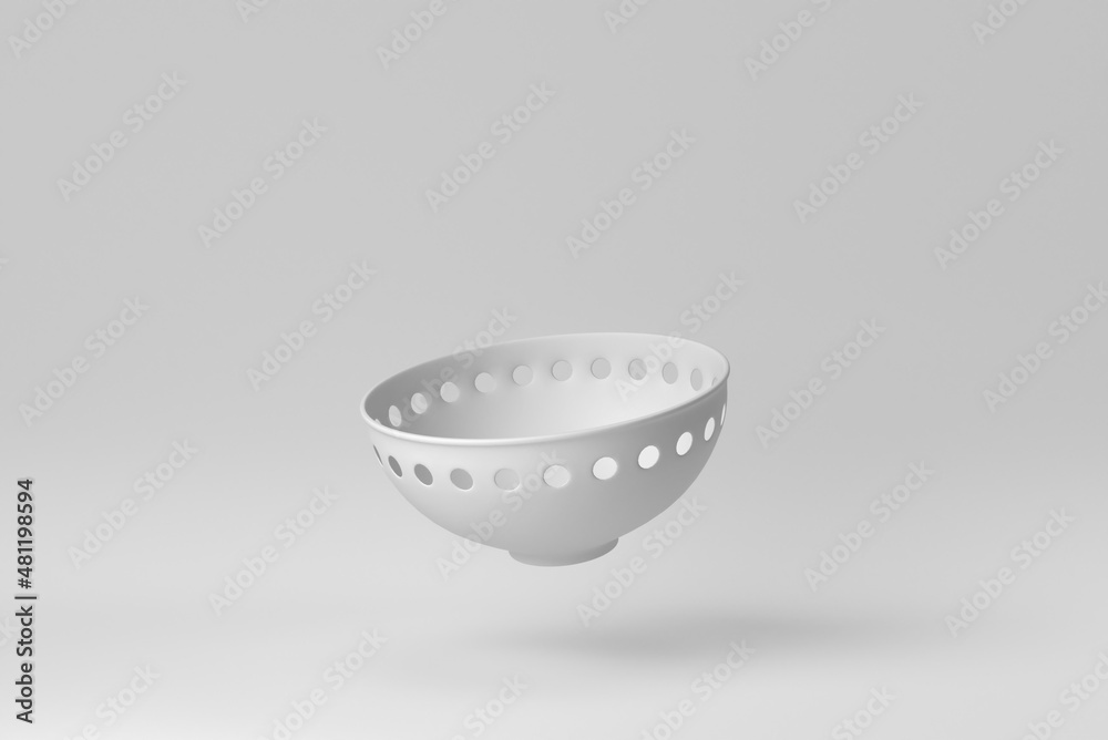 White ceramics bowl on white background. Design Template, Mock up. 3D render. White ceramics bowl on white background. Design Template, Mock up. 3D render.