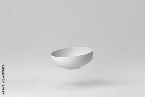 White ceramics bowl on white background. Design Template, Mock up. 3D render. photo
