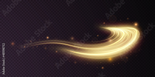 Light golden Twirl. Curve light effect of golden line. Luminous golden circle. Light gold pedistal, podium, platform, table. Vector PNG. Vector illustration	
