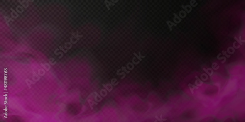 Pink smoke puff isolated on transparent black background. PNG. Steam explosion special effect. Effective texture of steam, fog, smoke png. Vector illustration	
