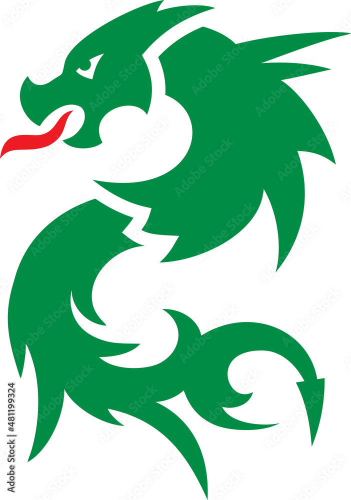 Symbol of the New Year 2024, green dragon silhouette, vector Symbol of the New Year 2024, green dragon silhouette, vector